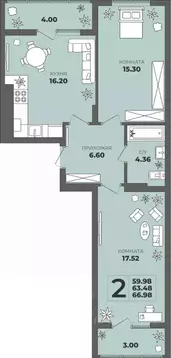 2-к кв. Калининградская область, Калининград ул. Генерала Толстикова, ...