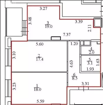 3-комнатная квартира: Пермь, улица Луначарского, 99 (71 м)