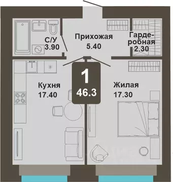 1-к кв. Чувашия, Чебоксары ул. Анатолия Игумнова, 12 (46.3 м)