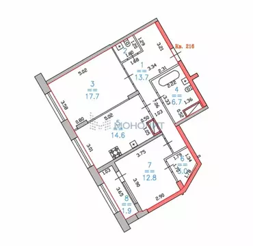2-комнатная квартира: Нижний Новгород, улица Владимира Высоцкого, 1 ...