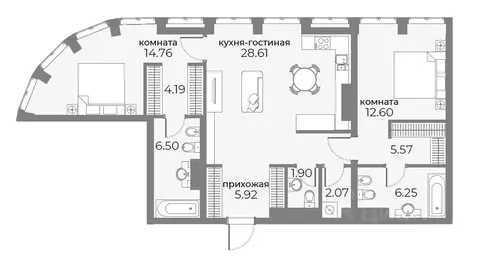 3-к кв. Москва ул. Красная Пресня, 3 (89.7 м)