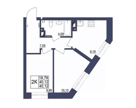 2-к кв. Башкортостан, Уфа Космос жилой комплекс, лит1 (39.87 м)