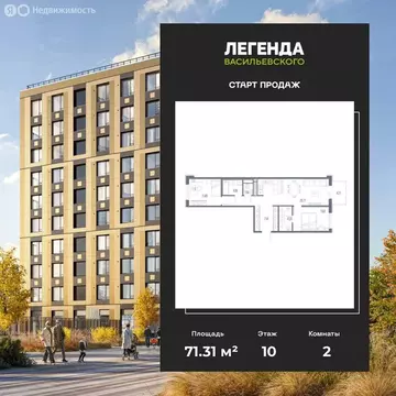 2-комнатная квартира: Санкт-Петербург, территория Гавань, ЖК Легенда ...