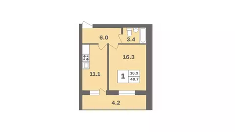1-к кв. Башкортостан, Уфа Дагестанская ул., лит12 (40.7 м)