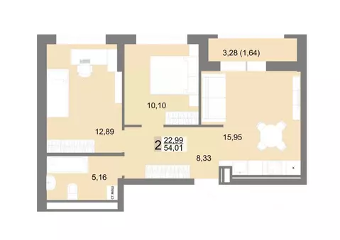 2-к кв. Свердловская область, Екатеринбург ул. Тенистая, 8с4 (54.01 м)