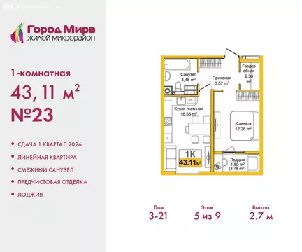 1-комнатная квартира: Симферополь, Центральный район, жилой комплекс ...