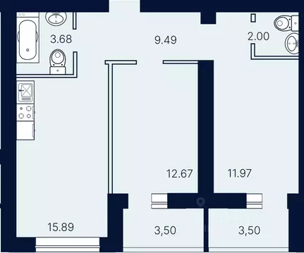 2-к кв. Саратовская область, Саратов ул. Имени Николая Егорова (62.7 ...