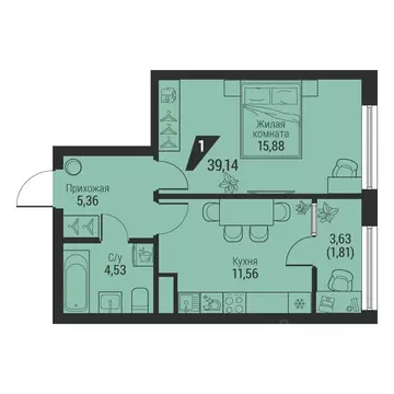 1-к кв. Свердловская область, Екатеринбург просп. Космонавтов, 100 ...