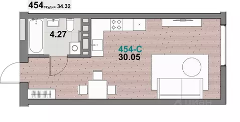 1-к кв. Калининградская область, Зеленоградск ул. Гагарина (34.32 м)