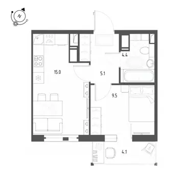1-к кв. Санкт-Петербург пос. Шушары, ул. Чудовская, 14к1 (35.1 м)