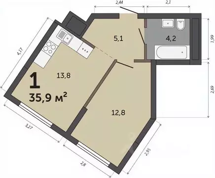 1-к кв. Свердловская область, Екатеринбург Втузгородок жилрайон, ...