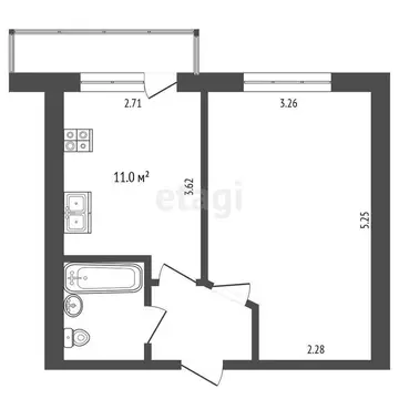 1-комнатная квартира: Вологда, микрорайон Водники, Северная улица, 36А ...