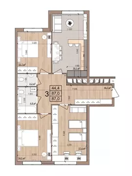 3-к кв. Рязанская область, Рязань Медицинская ул., 3 (87.0 м)