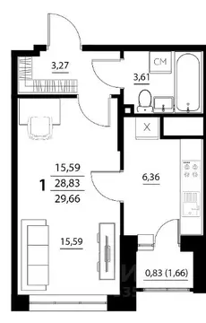 1-к кв. Белгородская область, Белгородский район, Дубовское с/пос, с. ...