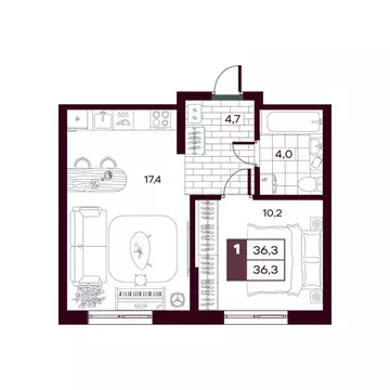 1-к кв. Тюменская область, Тюменский муниципальный округ, д. Дударева ...