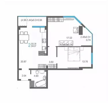 2-к кв. Крым, Ялта ул. Кирова, 155Ак1 (64.07 м)