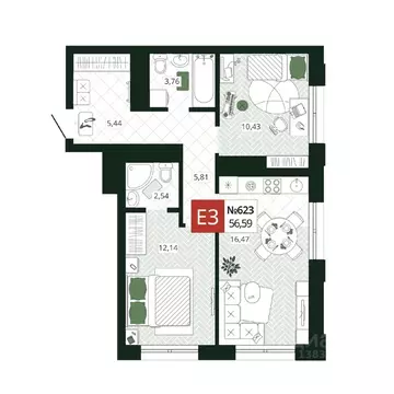 2-к кв. Тульская область, Тула Мясново мкр, Желания жилой комплекс ...