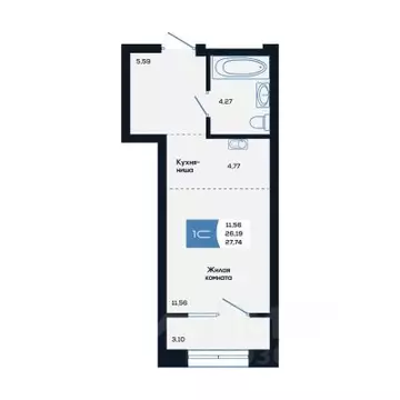 Студия Новосибирская область, Новосибирск ул. Титова, 48 (27.74 м)