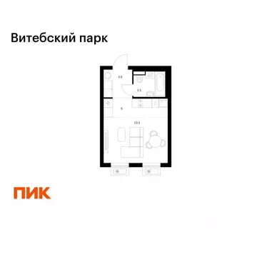 Студия Санкт-Петербург Витебский Парк жилой комплекс (25.1 м)
