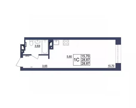 Студия Башкортостан, Уфа Космос жилой комплекс, лит1 (28.69 м)