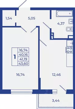 1-к кв. Ростовская область, Новочеркасск  (43.6 м)