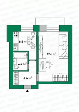 1-к кв. Кировская область, Киров Ленинградская ул., 10в (31.9 м)