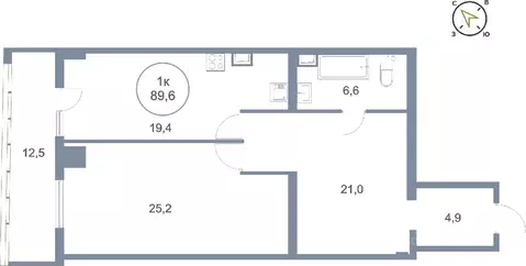 1-к кв. Ханты-Мансийский АО, Сургут тракт Югорский, 43 (89.6 м)