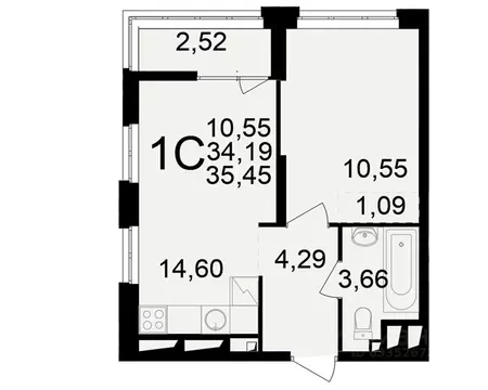 1-к кв. Рязанская область, Рязань ул. Чкалова (34.19 м)