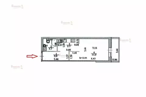 1-комнатная квартира: Екатеринбург, Ракетная улица, 20 (30.3 м)