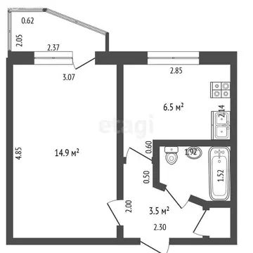 1-комнатная квартира: Дмитров, микрорайон ДЗФС, 8 (29.1 м)