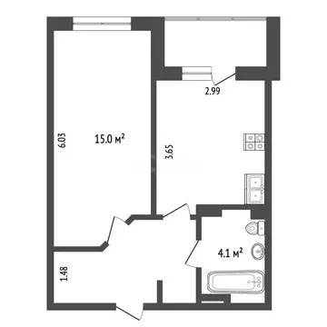 1-комнатная квартира: Омск, Взлётная улица, 9/1 (37.7 м)