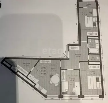 3-к кв. Башкортостан, Уфа ул. Менделеева, 128 (72.0 м)