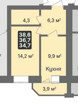 1-к кв. Тамбовская область, Тамбов ул. Имени С.И. Савостьянова, 14В ...