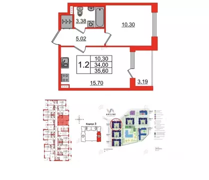1-к кв. Санкт-Петербург дор. Торфяная, 17к1 (33.5 м)