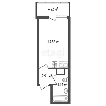 Квартира-студия: Кудрово, Пражская улица, 11 (22.6 м)