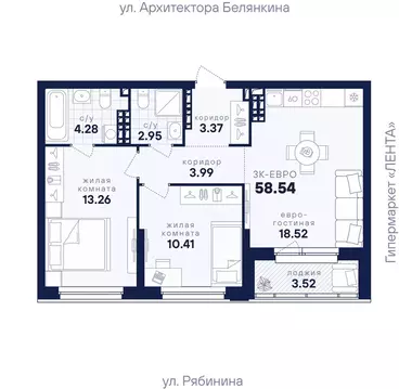 2-к кв. Свердловская область, Екатеринбург Академический мкр, ...