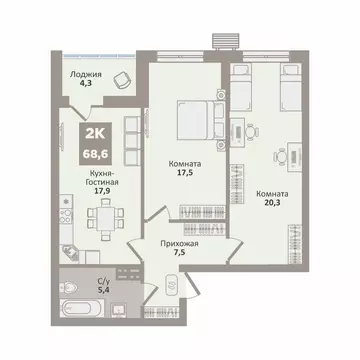 2-к кв. Курганская область, Курган Заозерный жилрайон, 12-й мкр, 2 ...