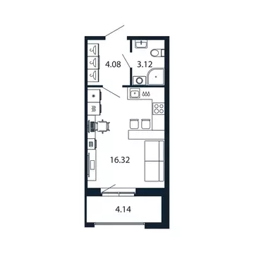 Квартира-студия: Новоселье, Центральная улица, 30к1 (23.2 м)