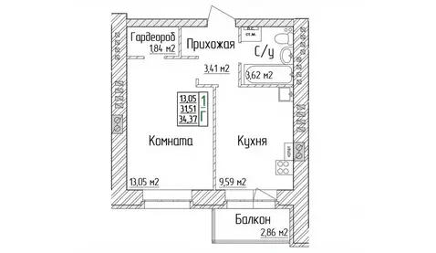 1-к кв. Ярославская область, Ярославский муниципальный округ, пос. ...
