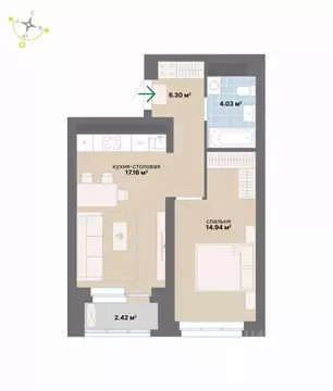 1-к кв. Свердловская область, Екатеринбург ул. Студенческая, 16 (44.85 ...