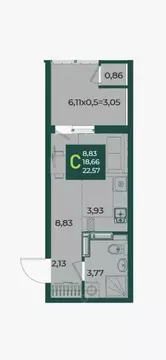 Студия Краснодарский край, Краснодар Образцово мкр,  (24.0 м)