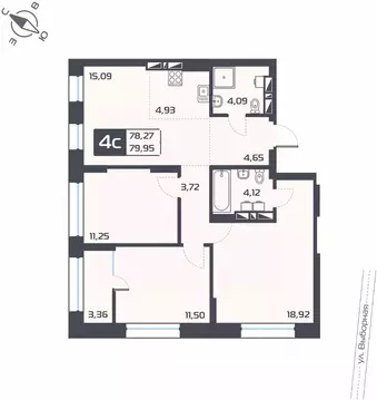 4-к кв. Новосибирская область, Новосибирск Астон.Геометрия жилой ...