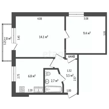 2-к кв. Хабаровский край, Амурский район, Эльбан рп, 2-й мкр 1 (36.7 ...