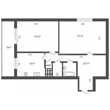 2-к кв. Архангельская область, Архангельск Воскресенская ул., 108 ...