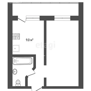 1-комнатная квартира: Тюмень, улица Василия Гольцова, 26 (34.7 м)