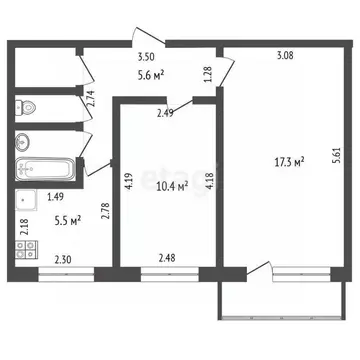 2-к кв. Свердловская область, Екатеринбург ул. Сыромолотова, 25 (43.8 ...