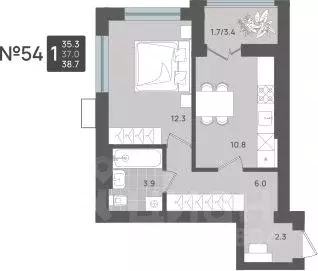 1-к кв. Калининградская область, Пионерский Рабочая ул., 11 (37.0 м)