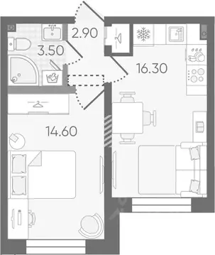 1-к кв. Санкт-Петербург ул. Пейзажная, 6 (37.3 м)