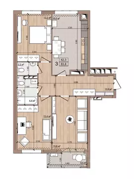 3-к кв. Рязанская область, Рязань Медицинская ул., 3 (83.8 м)