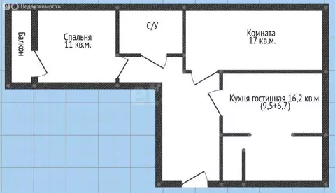 2-комнатная квартира: Курган, улица Коли Мяготина, 89Б (62.8 м)